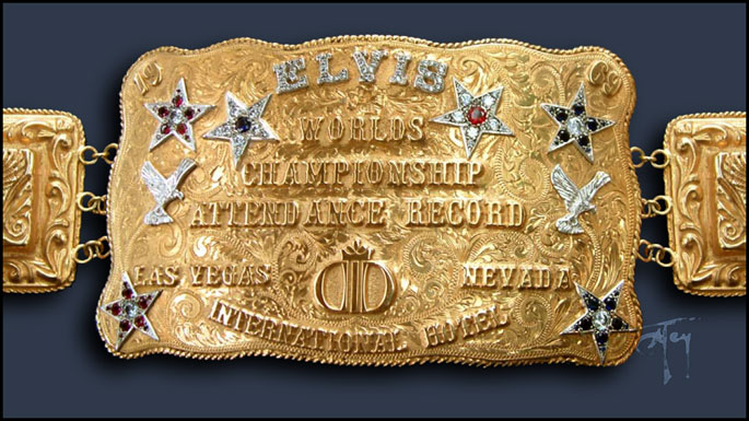 jewel encrusted gold plated Replica Elvis Belt Buckle 