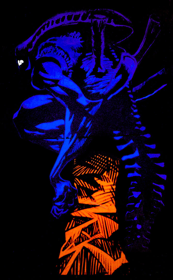 Crouching Alien Mural