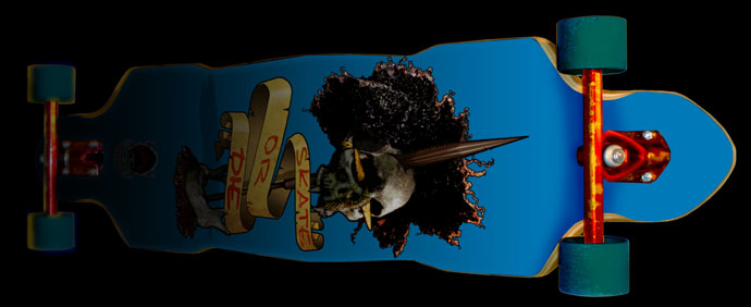 concept art for Head ona stick skateboard design