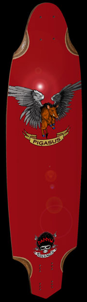 Pigasus skateboard deck art