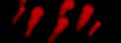 Elongated drops - victim was moving, their speed relative to the amount the spots are stretched and how far they are spaced apart. (Also indicates directionality)
